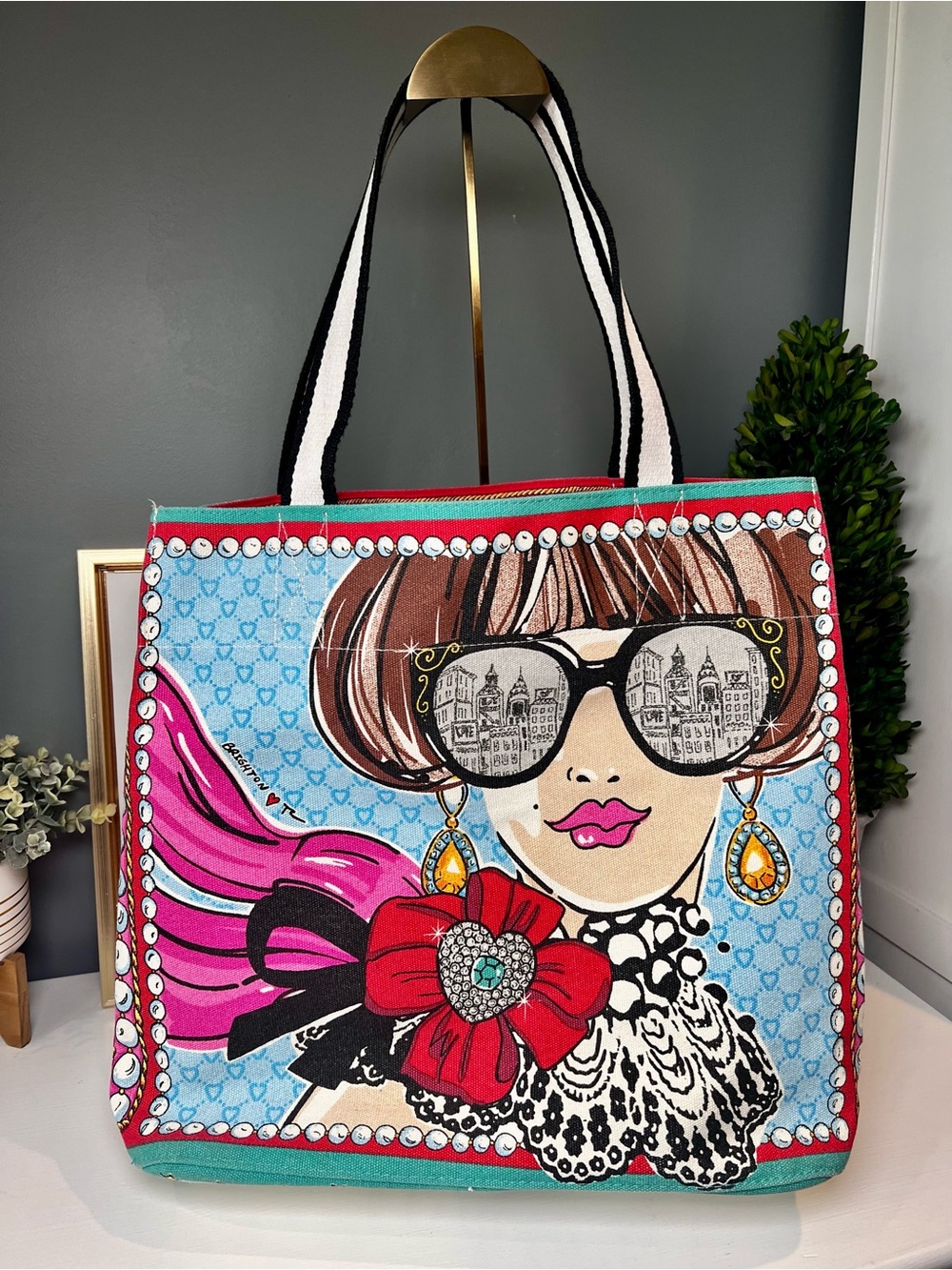 Brighton Sparkle and Shine Tote Bag Canvas Glam Peace Love Shopping Carryall